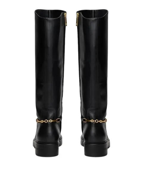 Tommy Hilfiger kožne visoke čizme TH Horsebit Riding FW0FW08863-BDS