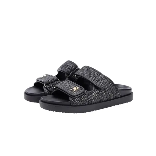 FW0FW09122-BDS Tommy Hilfiger ženska natikača DOUBLE STRAP RAFFIA SANDAL Black