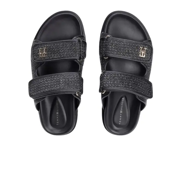 FW0FW09122-BDS Tommy Hilfiger ženska natikača DOUBLE STRAP RAFFIA SANDAL Black