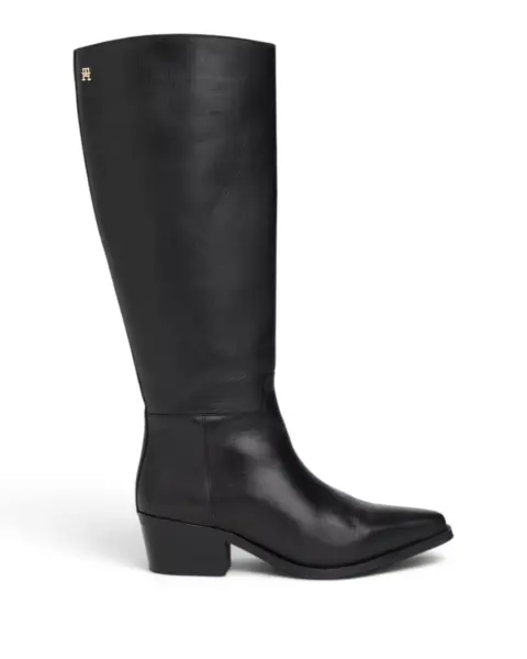 FW0FW09157-BDS Tommy Hilfiger Ženske Čizme TH Cowboy Leather Long Boot Crna