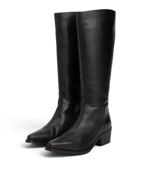 FW0FW09157-BDS Tommy Hilfiger Ženske Čizme TH Cowboy Leather Long Boot Crna