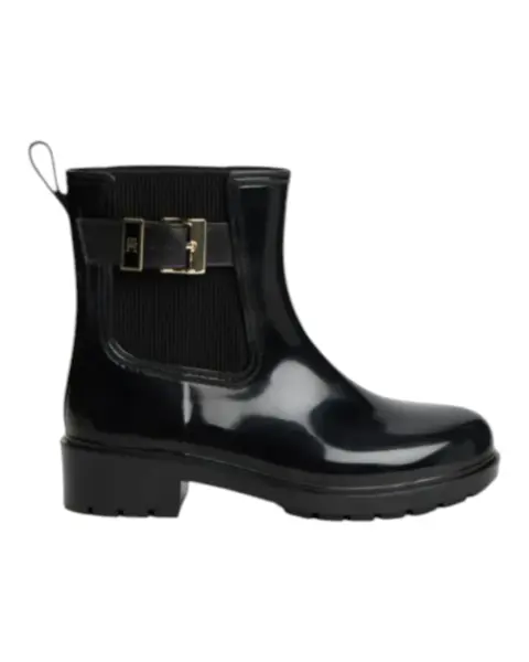 FW0FW09543-BDS Tommy Hilfiger TH BUCKLE GLOSSY ANKLE RAIN BOOT Black