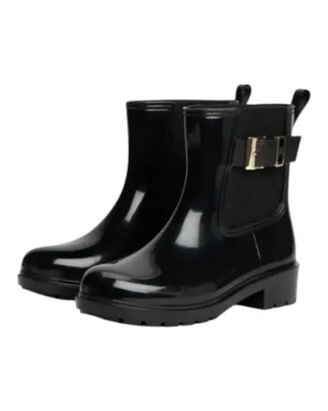 FW0FW09543-BDS Tommy Hilfiger TH BUCKLE GLOSSY ANKLE RAIN BOOT Black