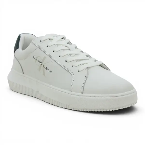 YM0YM00681-0YG CK JEANS CHUNKY CUPSOLE MONO LTH Bright White/Green Palm