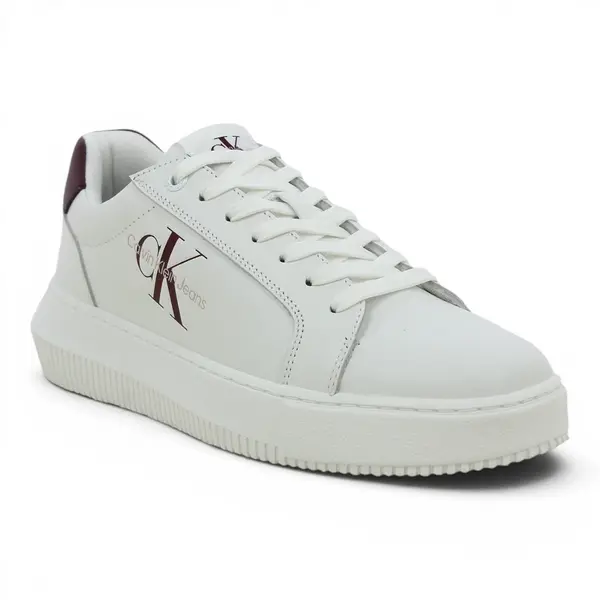 YW0YW00823-02Z CK JEANS CHUNKY CUPSOLE MONO LTH WN Bright White/Andorra