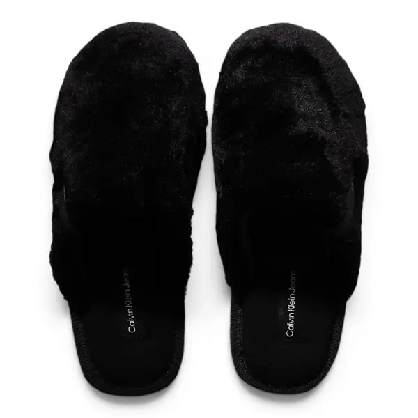 YW0YW01593-0GJ CK JEANS HOTEL SLIPPER FUR AFTER GLOW Triple Black