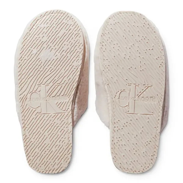 YW0YW01593-ACF CK JEANS HOTEL SLIPPER FUR AFTER GLOW Triple Eggshell