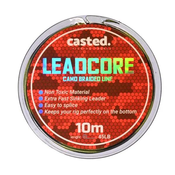 CAS 2002 CASTED Lead Core Braided Line 10M 45LB Black+Olive