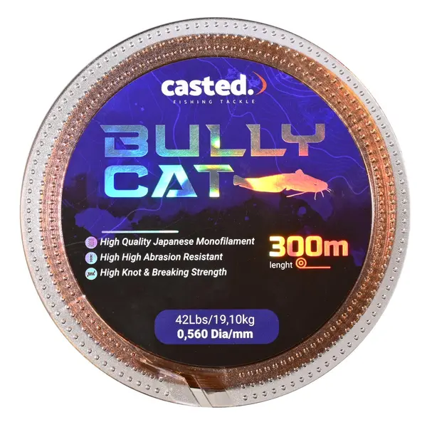 CAS 2018 CASTED najlon Bully Cat Mono 300M 0,610mm 48Lbs/20,90kg Dark Brown