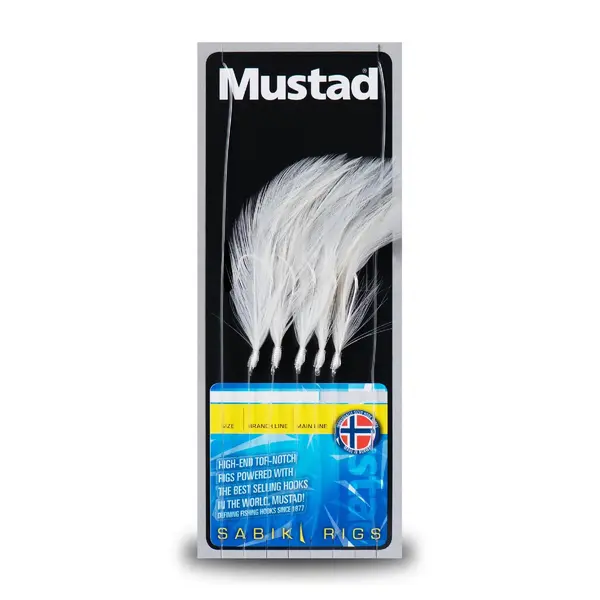 CL-RIG32-3/0-10 MUSTAD SABIKI PREDVEZ WHITE FEATHER TRACE 32 BR3/0