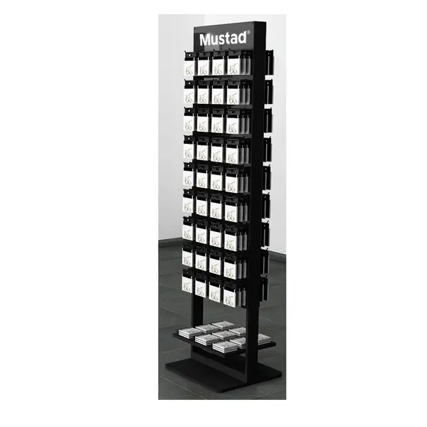 MDISPLAY001 MUSTAD DOUBLE SIDE FLOOR DISPLAY (WOOD/FOREX) - WHITE MUSTAD LOGO, 80 pegs