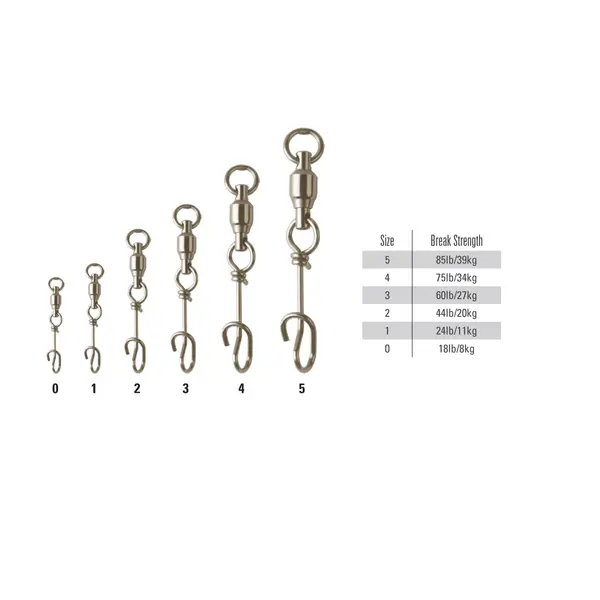 DLT16-4-U6 Mustad Vrtilica sa Kopčom Quickklip w/Ball Bearing 75lb #4 6kom