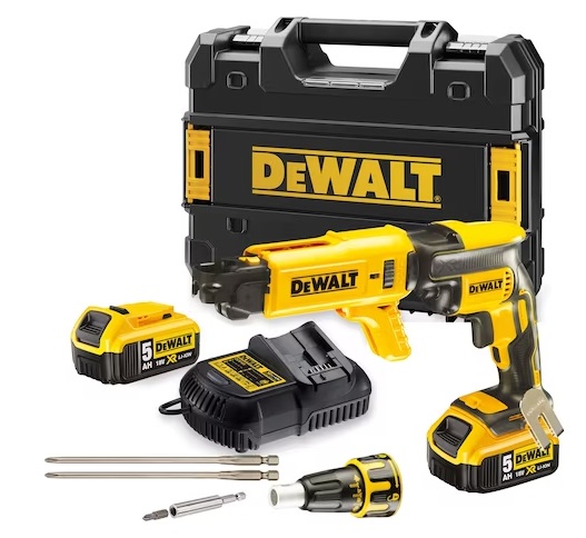 DeWALT AKU Odvijač za gips ploče 18V XR Brushless 2x5,0 Ah, DCF620P2K