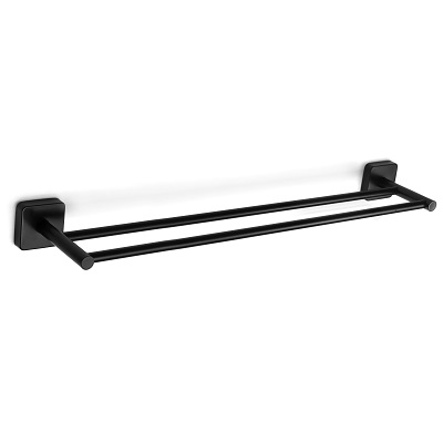 60-42 62 55 QUATTRO DRŽAČ RUČNIKA DVOSTRUKI 60cm MATT BLACK