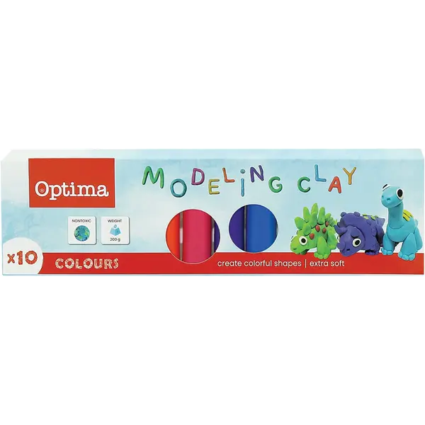 226753-EC Plastelin OPTIMA 200g, 10 boja u karton.kutiji 100101 P12/96