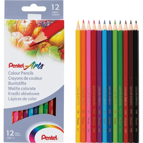 229269-EC Boje drvene 12/1 duge PENTEL karton CB8-12U bls P12/96