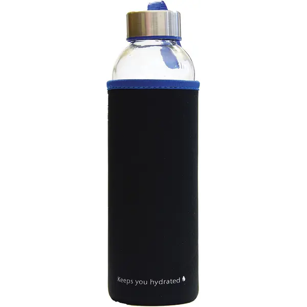 236434-EC Boca za vodu staklena Stream 500ml crno/plava, mutno staklo P1/48