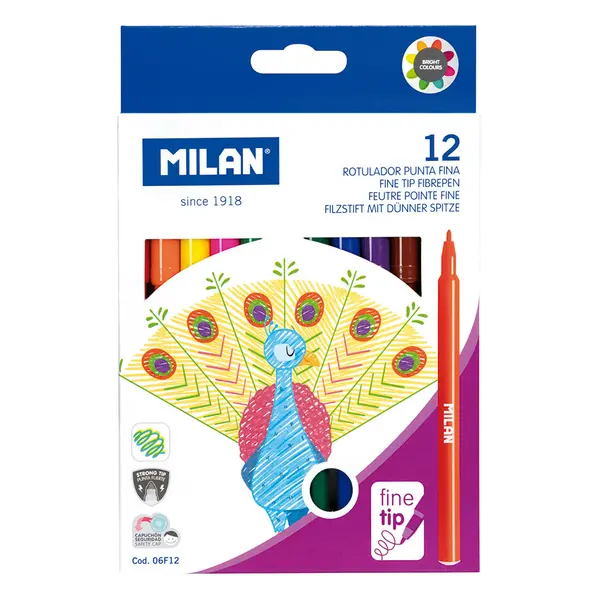 237996-EC Flomasteri 12/1 MILAN Peacock tanki vrh perivi karton bls P12/144