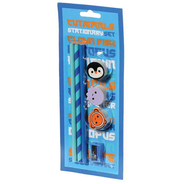 239633-EC Set šk.pribor 1/7 Sealife (3x olovka, 3x gumica, šiljilo) P72 NETTO