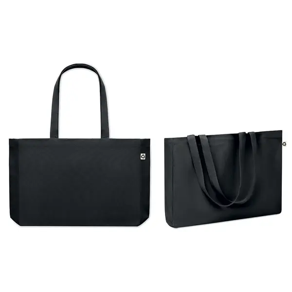 240409-EC Torba za shopping i plažu RESPECT canvas, reciklirani pamuk 280g crna 49x9x37cm