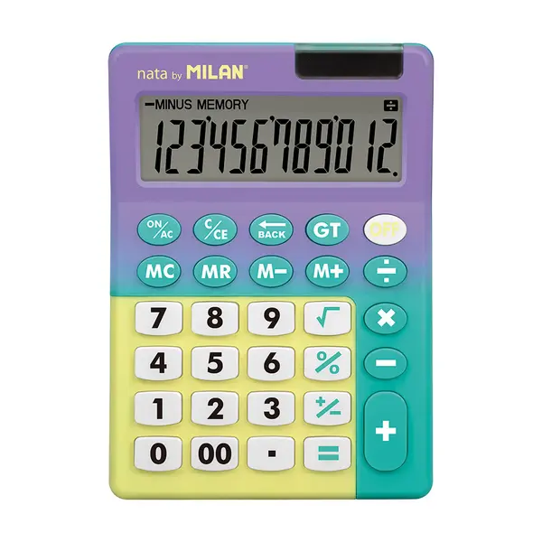 241390-EC Kalkulator MILAN stolni 12-tipki Sunset lila-tirkiz bls P5/10