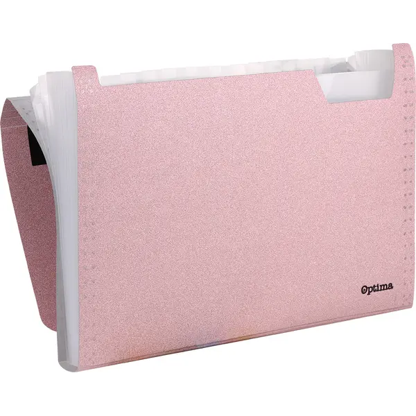 242982-EC Mapa harmonika PVC A4 12 preg. OPTIMA Glitter sort.boje 120370 P12/48