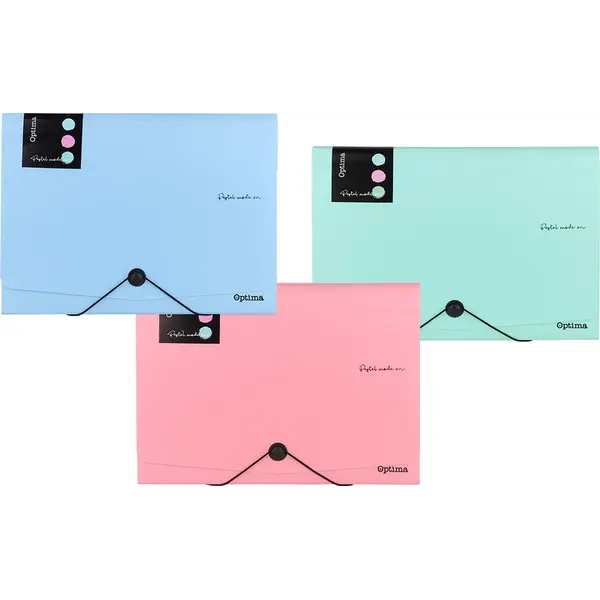 242995-EC Mapa harmonika PVC A4 12 preg. OPTIMA Pastel sort.boje 120380 P12/48