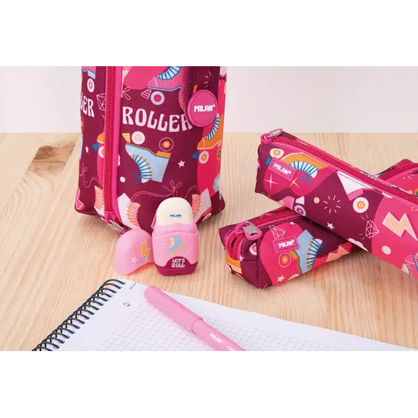 244642-EC Pernica četverostruka sa priborom MILAN Roller roza P12