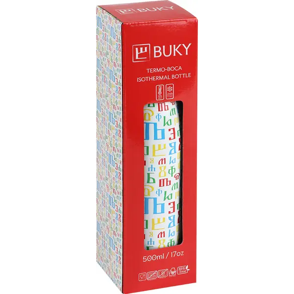 247640-EC Boca za vodu BUKY 500ml, isotermalna, nehrđajući čelik bijela P36