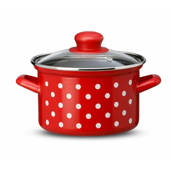 EM308916D LONAC VISOKI S POKLOPCEM 16 CM-2 L TOČKICA/CRVENA