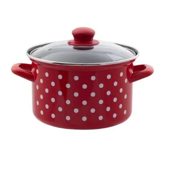 EM308924D LONAC VISOKI S POKLOPCEM 24 CM-6,5 L TOČKICA/CRVENA