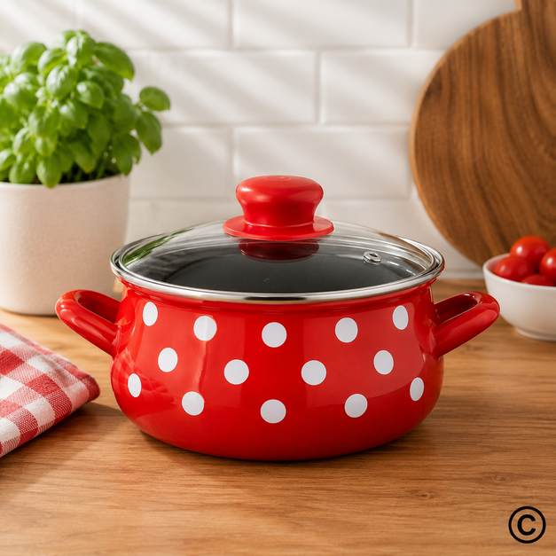 EM3035/14D LONAC DUBOKI TRB. S POKL.14 CM,1,5L TOČKICA/ CRVENA