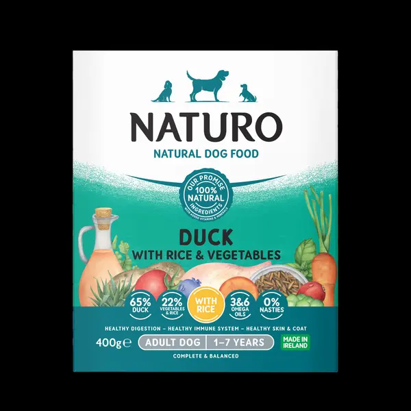 MPF3DNAT4107 Naturo pašteta 400g patka/riža/povrće 1/7