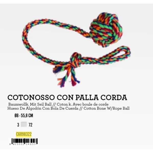 C6098322 Igračka za Pse uže 56cm 110g+lopta uže
