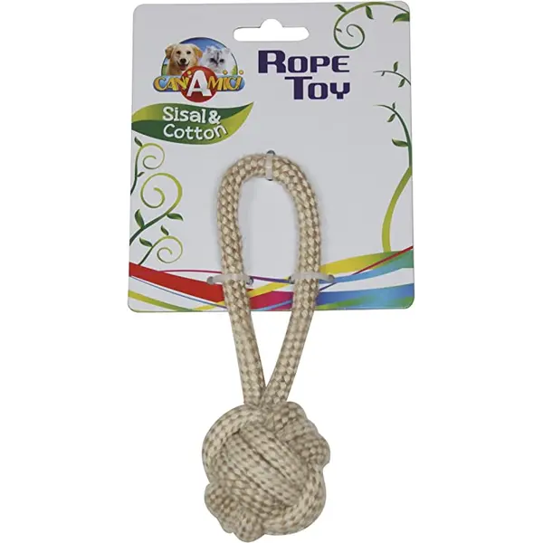 Igračka za Pse uže 17cm ECO lopta 5cm uže+ručka
