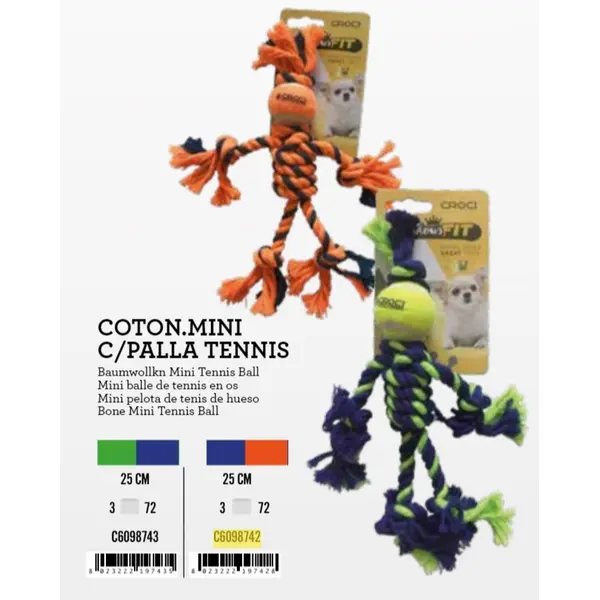 C6098742 Igračka za Pse uže 25cm Mini pla-nara.+tenis loptica