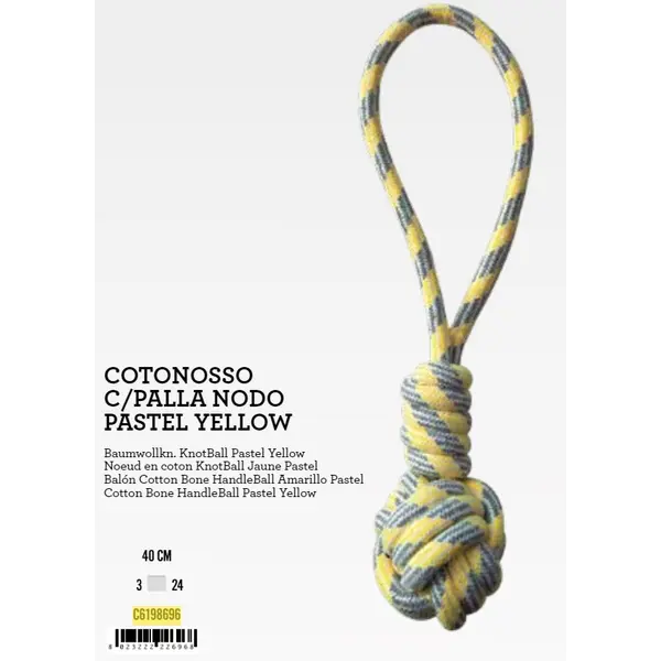 C6198696 Igračka za pse uže 40cm lopta na užetu žuta