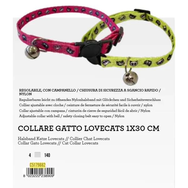 C5179882 Ogrlica za Mace Lovecats 1x30cm mix