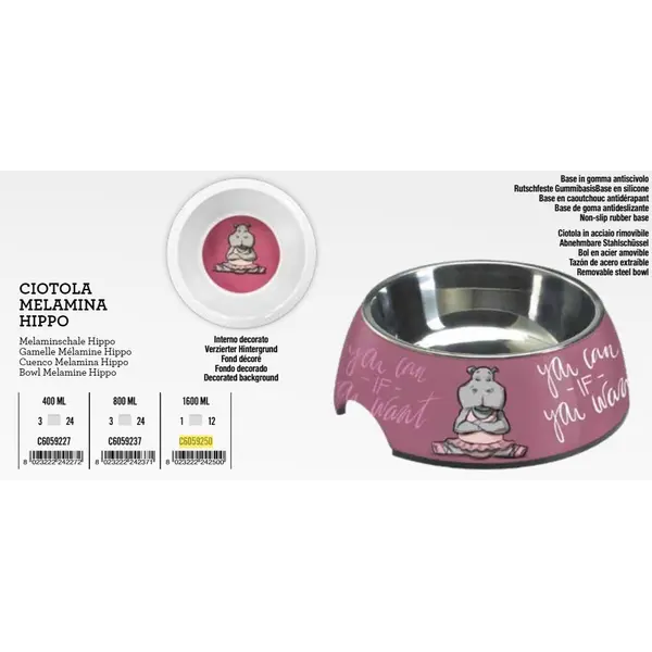 C6059250 Posuda melamine Hippo 1600ml