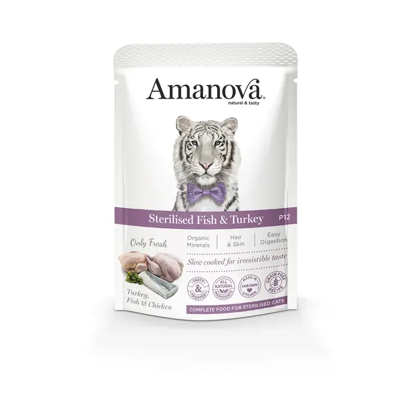 AMU03SB8A Amanova cat 85g adult Sterilised bijela riba/pura 1/12