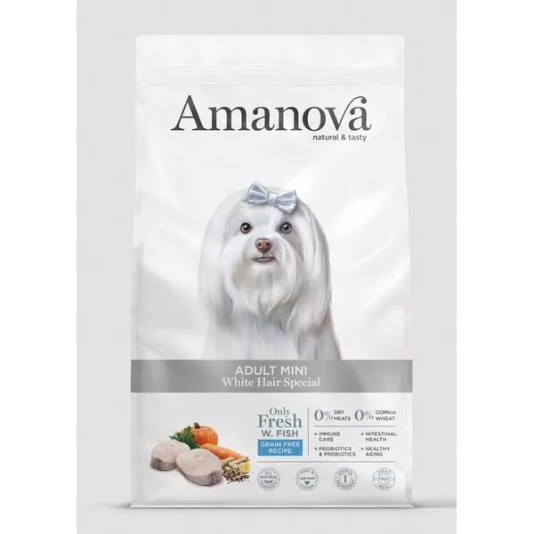 AMJ16WH8A Amanova dog adult mini White hair 800g