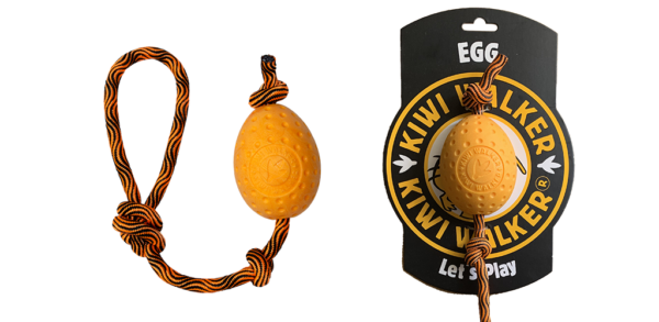TPR-237 Igračka za pse Kiwi guma jaje/uže 30cm narančasto