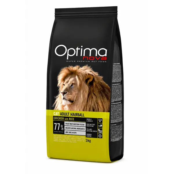 ONC27HB06 Optimanova cat adult Hairball Pile/Riža 6kg LG NOVO