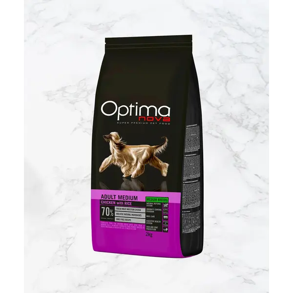 ONO31MA12 Optimanova dog adult medium pile/riža 12kg LG NOVO