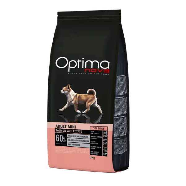 ONO19NS06 Optimanova dog adult mini Losos/krumpir 6kg GF NOVO